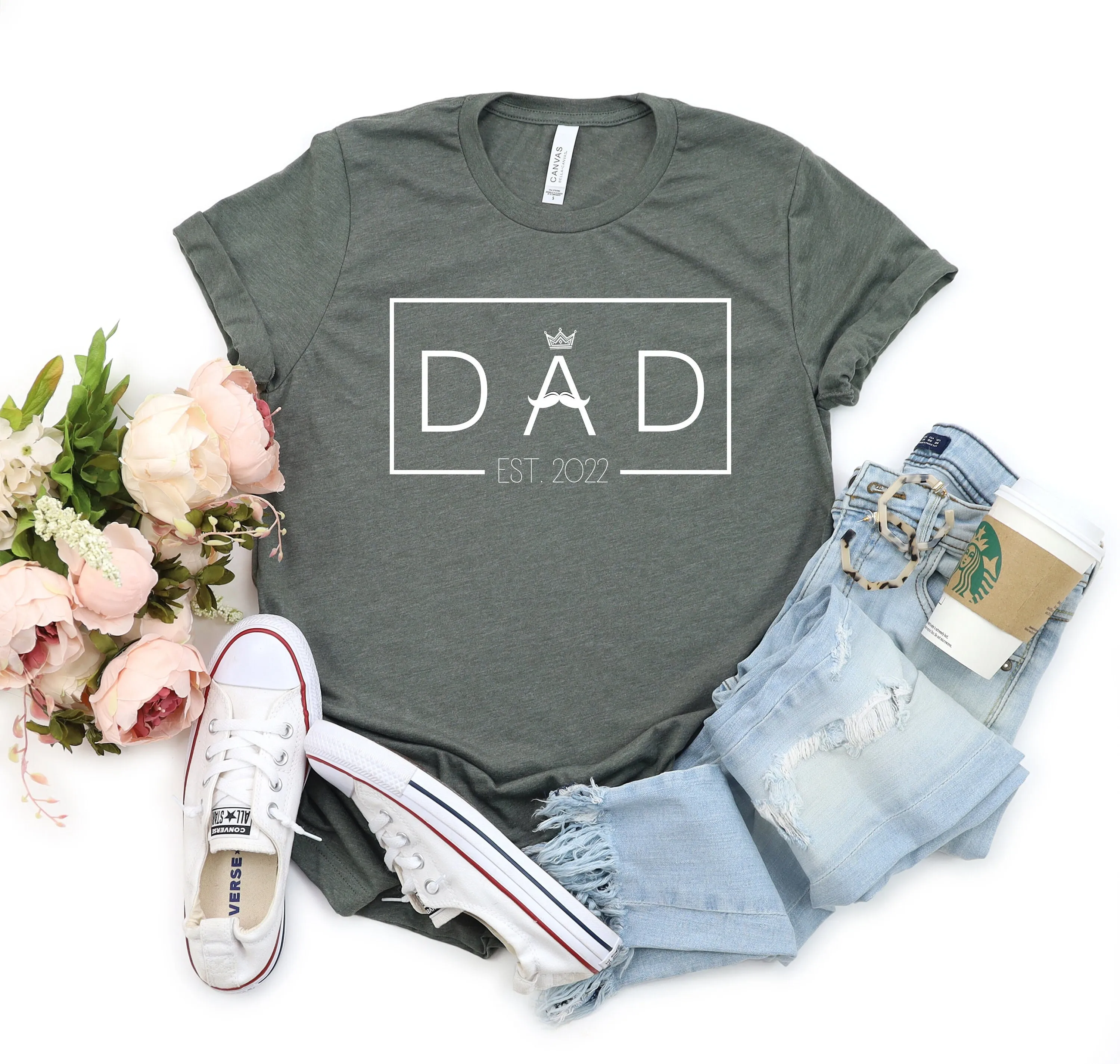 Dad Est 2022 T Shirt 2021 For New Father Fathers Day S Birthday Presents