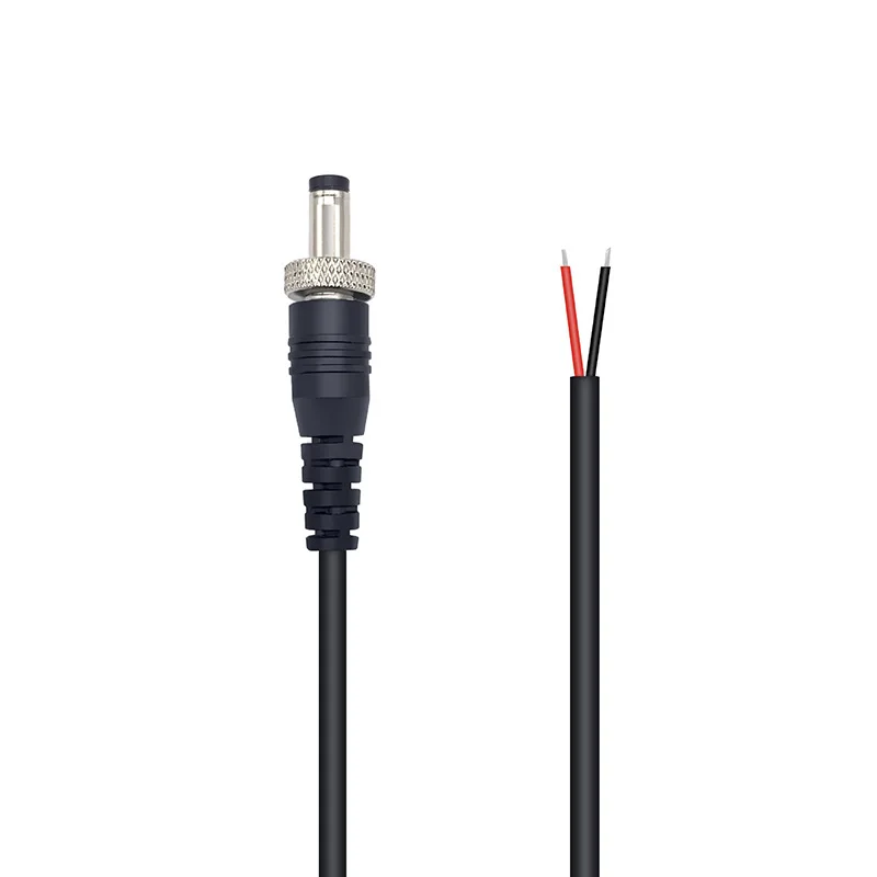 DC5.5*2.1 2.5 5521 male power cord with nut 5525 locking dc 25cm connector extension cord 2464 22awg accept custom