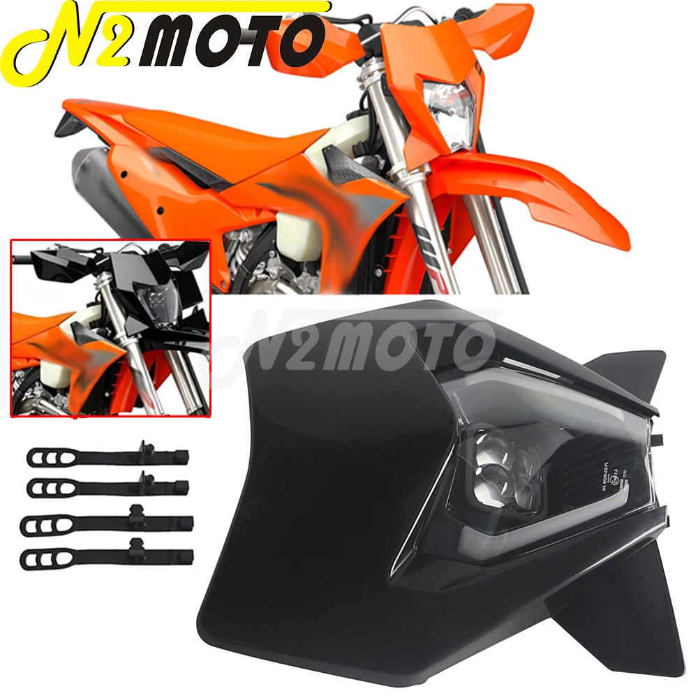 Durable Dirt Bike Headlamp DRL Low High Beam E49 For EXC SX XC 250 300 450 2024-2025 Plastic Motorcycle Front Headlight Assembly