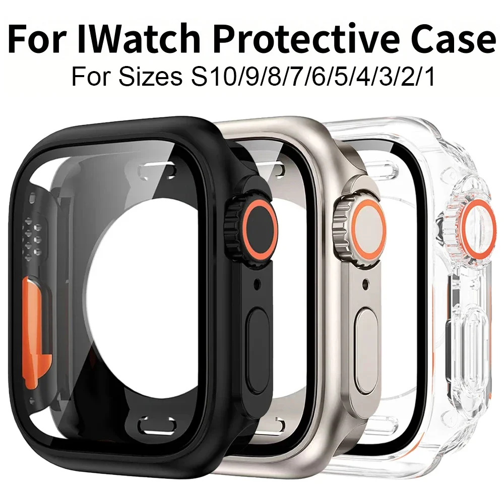 Screen Protector Cover for Apple Watch 10 9 8 7 SE 6 54 Change To Ultra Hard PC Front Rear Bumper Case  iwatch 46mm 45mm 41 44mm