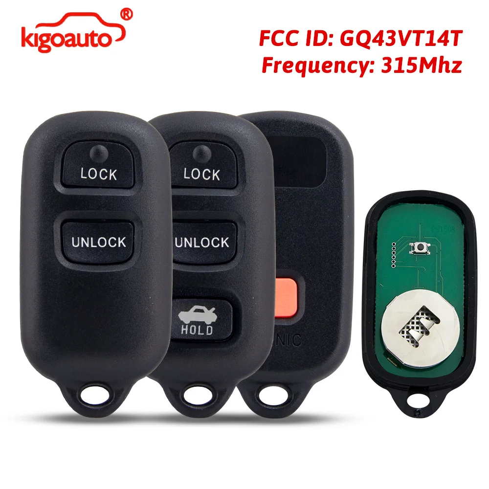 Kigoauto FCC GQ43VT14T Schlüsselloser Fernbedienungs-Schlüssel 4-Tasten 315Mhz für 1998-2008 Toyota Camry Solara Corolla 89742-06010 89742-AA030 – Detail 1