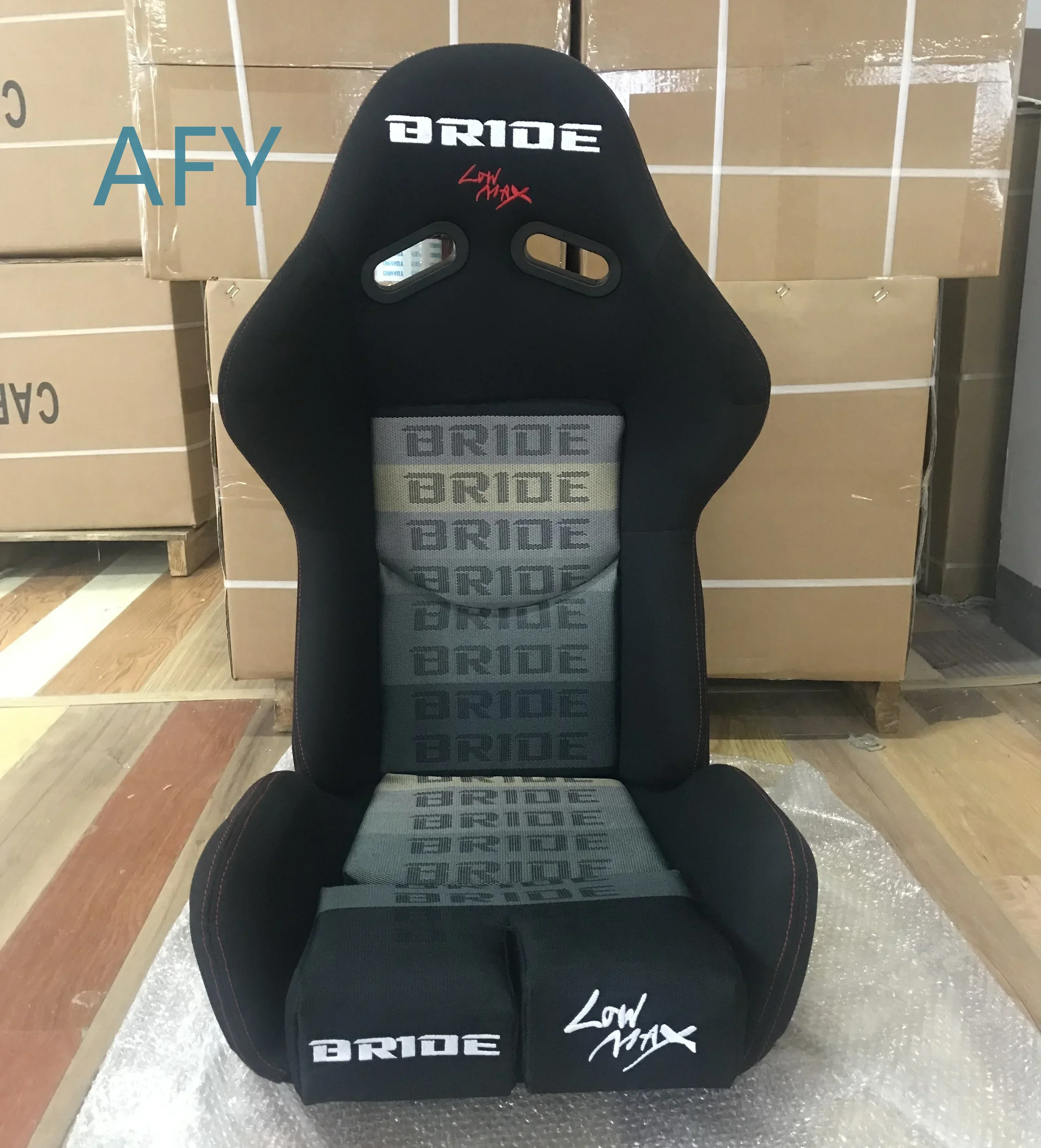 Jdm Gradient Black Fabric Carbon Fiber Racing Seats for GIAS Reclining Car Fiberglass Bucket Seat with Double Slider for