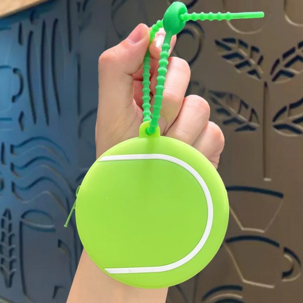New Creative Sporty Ball Shaped Coin Purse Waterproof Silicone Cartoon Tennis Earphone Bag Mini Ball Shaped Pouch