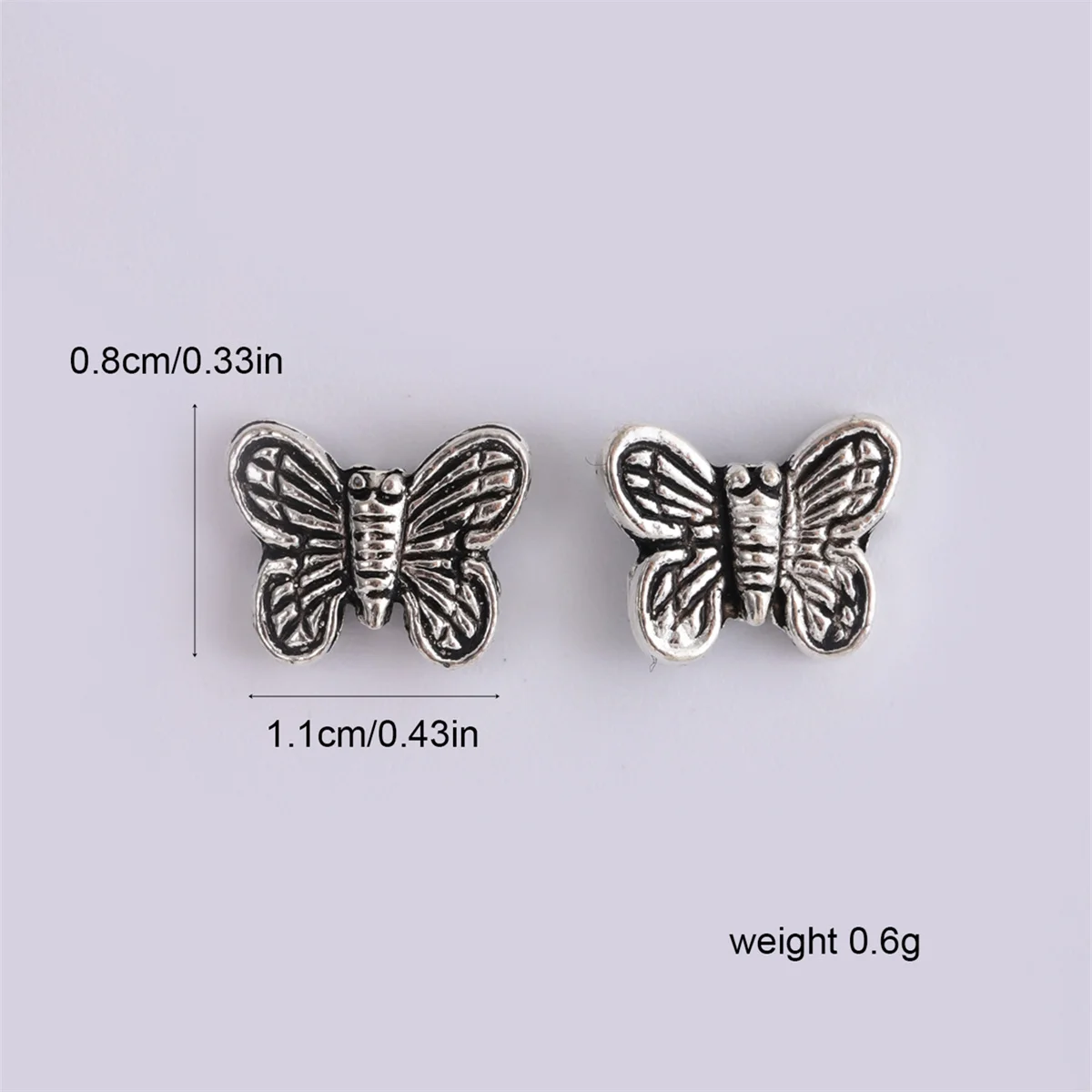 50pcs 0.8cm × 1.1cm Gold Silver Red Antique Copper three color butterfly DIY handmade jewelry necklace pendant accessories