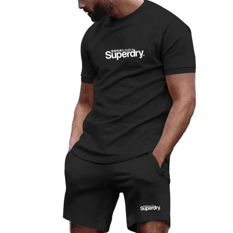 

Summer high-quality men's 2026 super comfortable breathable short sleeved T-shirt+casual running shorts two-piece set