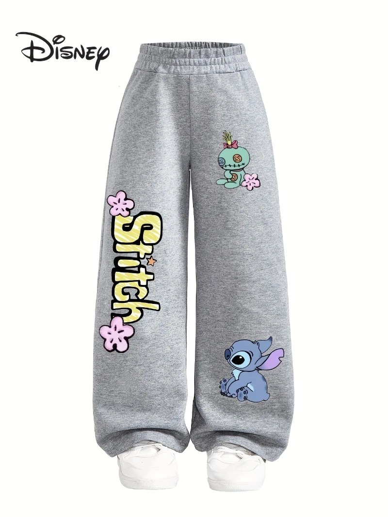 

Disney Stitch Pattern Y2K Straight-Leg Loose Knit Pants for Young, Unisex Fashion Versatile Style with Elastic Waistband