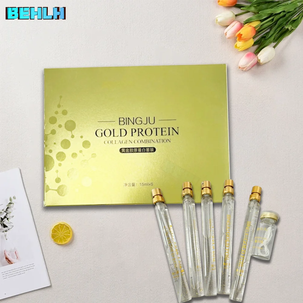 

24K Gold Face Filler Absorbable Collagen Protein Thread Face Lift Plump Silk Fibroin Line Carving Anti Aging Essence Face Serum