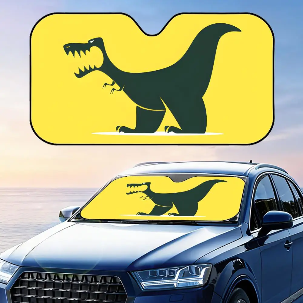 

Dinosaur Exhaling Fire Sun Visor Reusable Aluminum Foil Windshield UV Protection Heat Insulation Cover Foldable Sun Visor Shade