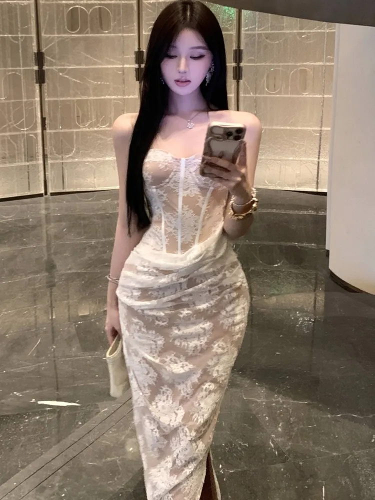 

Сексуальное облегающее вечернее платье Fibone без бретелек, длинное, для дня рождения, с завышенной талией, из смесового полиэстера и хлопка, без бренда