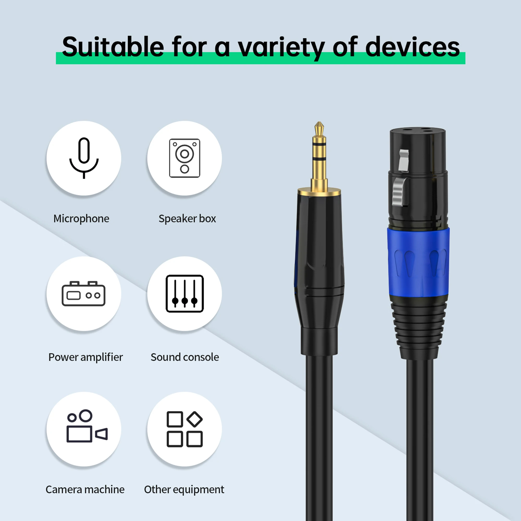 XLR to 3.5mm Microphone Audio HiFi Cable XLR Female to Mini Jack Aux Mic Cord for Camcorders DSLR Cameras Computer