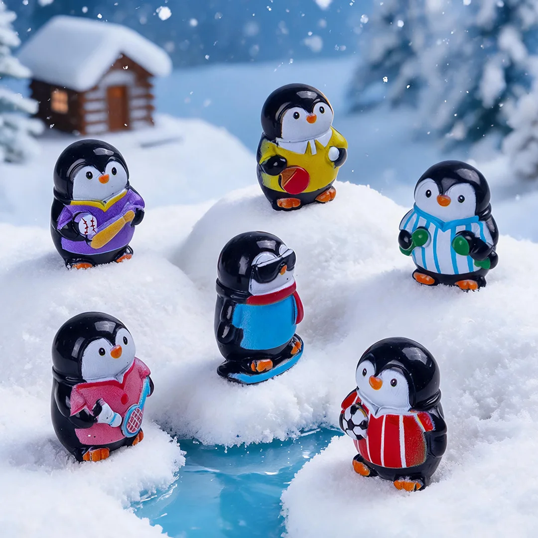 100pcs Kawaii Cartoon Penguin Doll 3D Resin Animal Mini Desktop Ornament DIY Keychain Jewelry Pendant Dollhouse Decor view 5