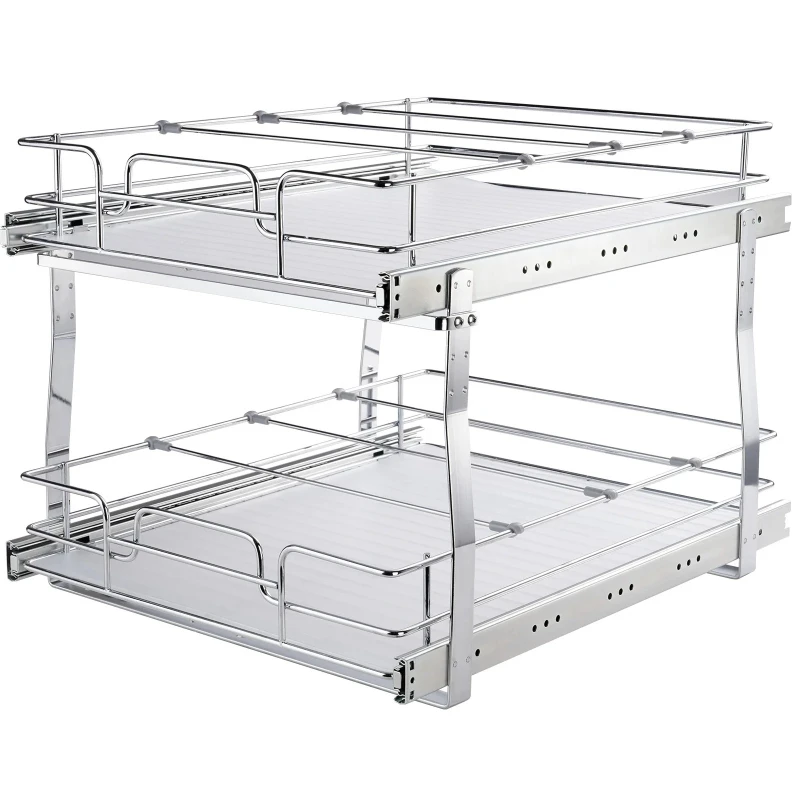 

Pull Out Cabinet Organizer, Chrome-Plated Steel Roll Out Drawers, Sliding Drawer Storage for Inside Kitchen Cabinet