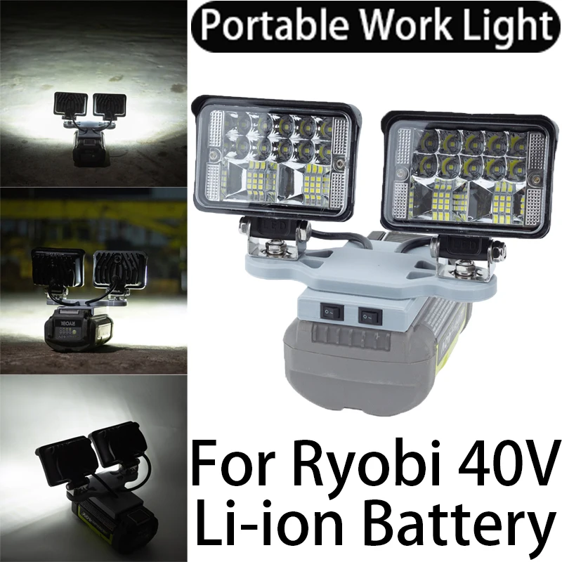 

Portable Lighting Work Light For Ryobi 40V Li-ion Battery Series Cordless Portable LED Work Light Home Camping Travel Light