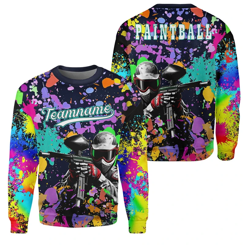 Paintball Graffiti 3D Graphic Sweaters Man Chilren Pullover Hoodies Casual Funny Designer Clothes Men Personality Sweatshirts