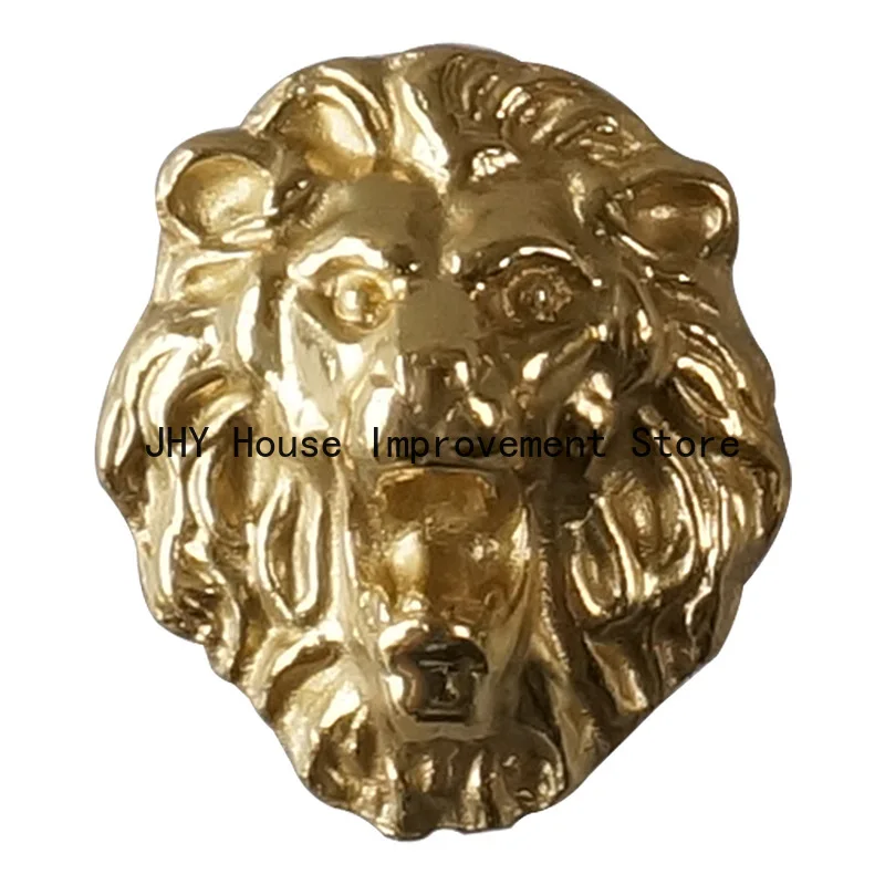 Brass Lion Head Drawer Cabinet Door Handle Creative Wardrobe Caddy Jewelry Box Knob Pull Pure Copper Furniture Decor Hardware