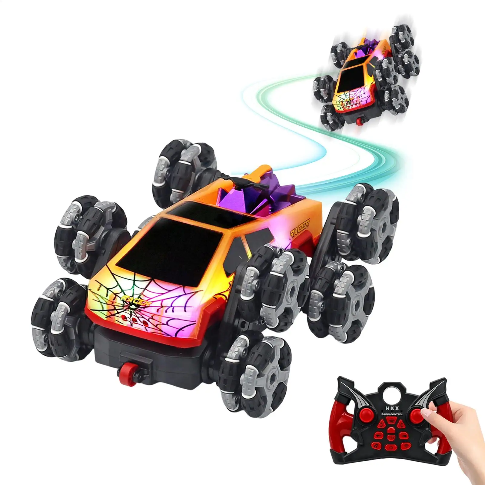 

Remote Control Truck Toy 360 Spin Stunt Rechargeable Car for Kids Boys Girls Indoor Outdoor Backyard Park Play Birthday Gift