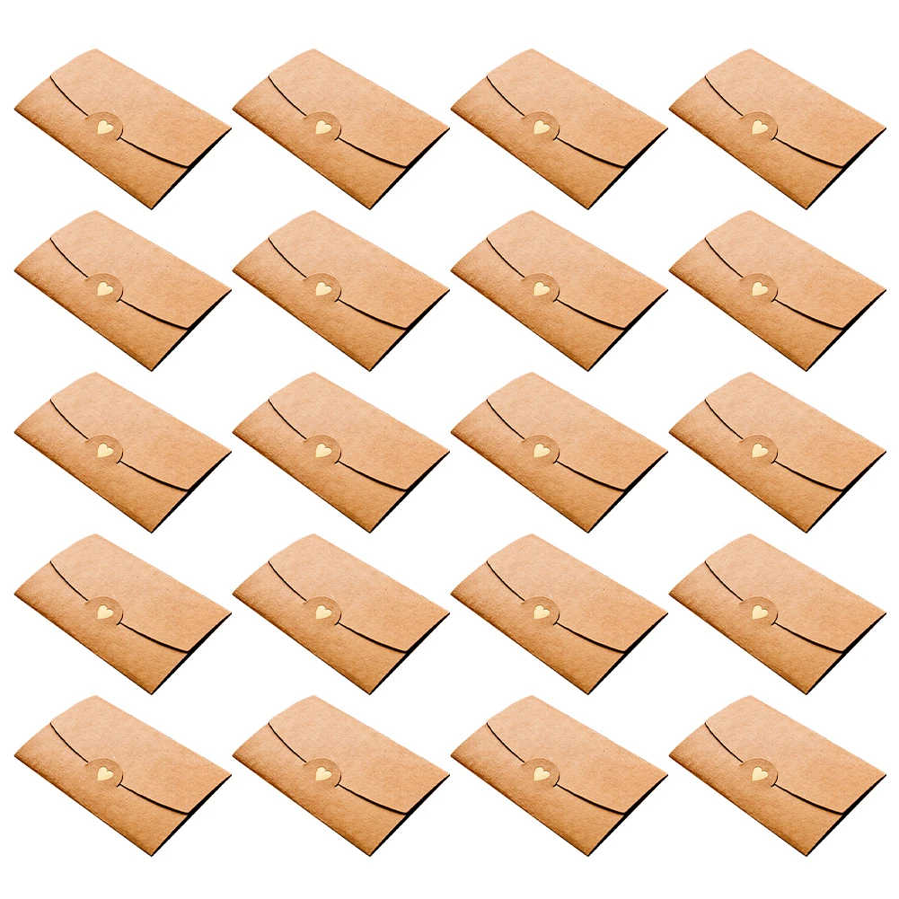 20 stücke Mini Geburtstags einladungen Geschenk karte Umschlag Hochzeit DIY Gruß mit Herz verschluss Geschäft niedlichen braunen Papier Party Retro