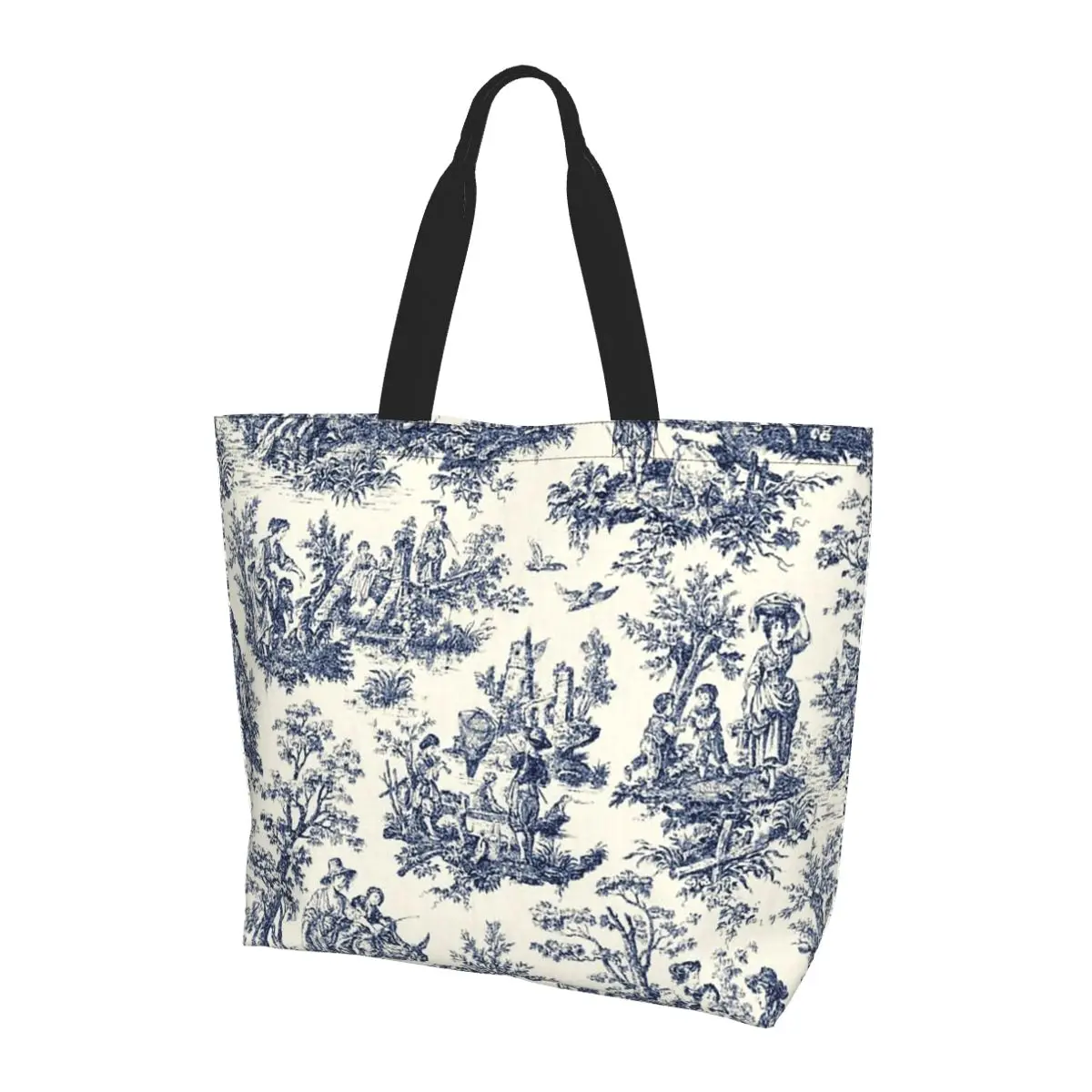 

Nomades Artsy Vintage Toile De Jouy Shopping Tote Bag Canvas Large Capacity Shoulder Bags Shopper Grocery Handbag for Women