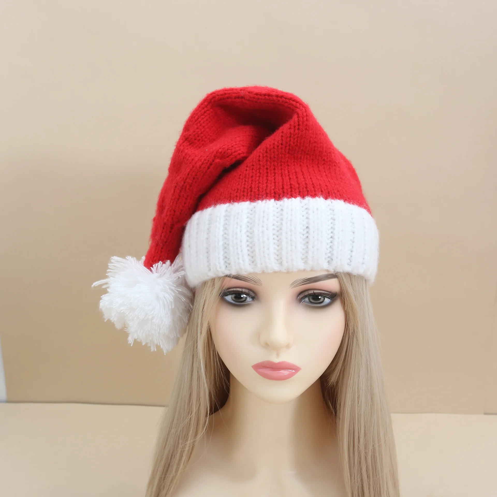 

Thick Knitted Christmas Hat Hot Selling Classic Red parent-child Two Hats Holiday Decoration Santa Claus Hat Travis 4m855