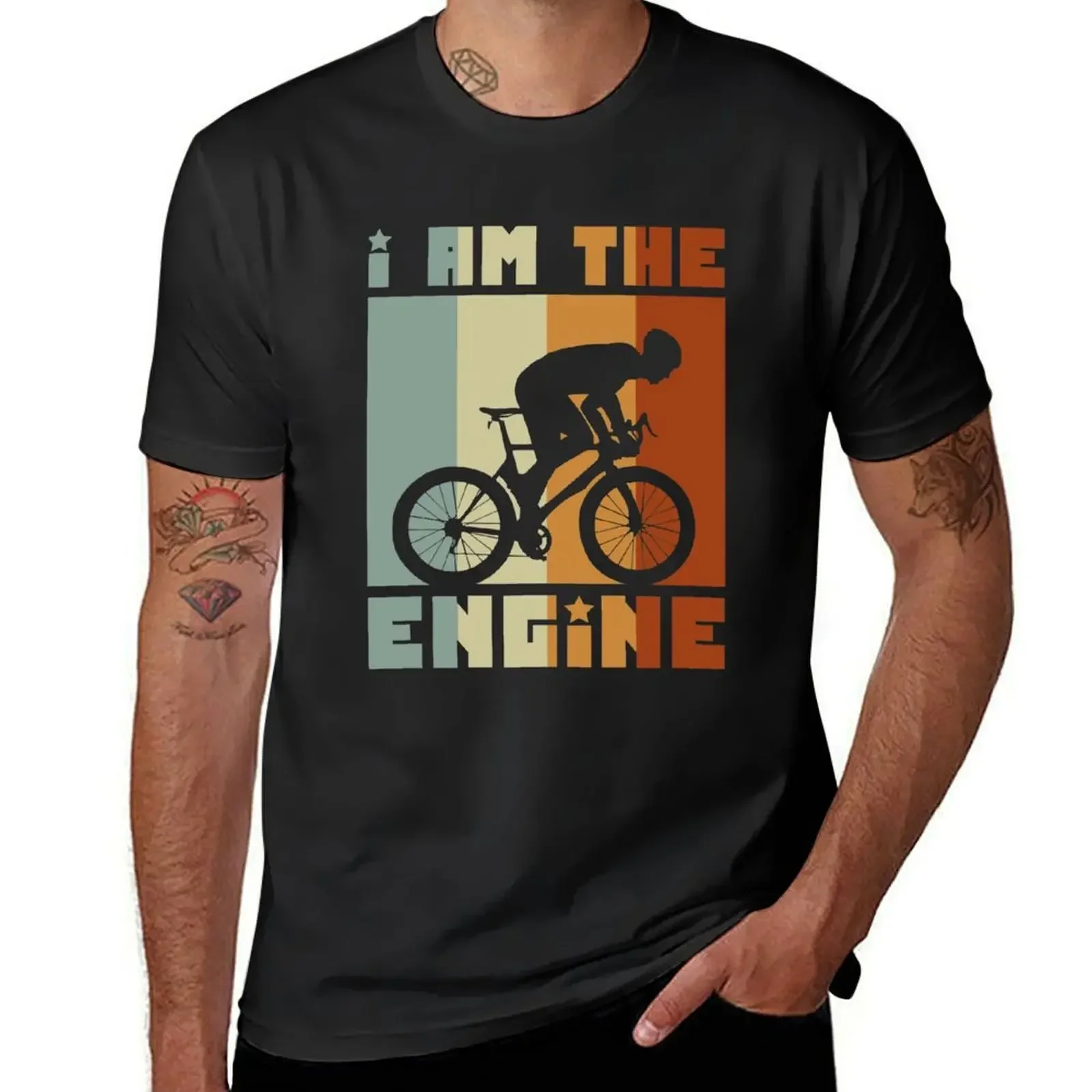 

I Am The Engine Cool Cycling Bicycle Riding Retro Slogan T-Shirt customizeds graphics mens funny t shirts