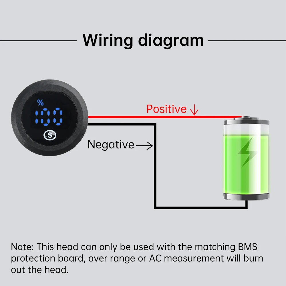 DC 12-60V Digital Voltage Power Meter Indicator 2-wire LED Digital Tube Voltmeter for BMS Protection Board