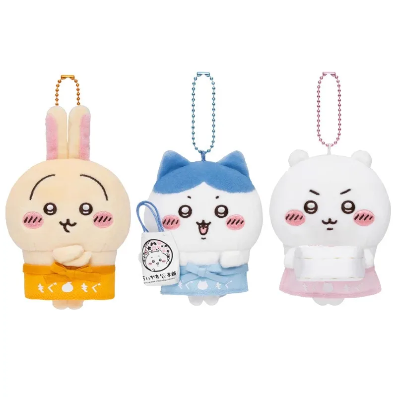 

Fushimi Inari Staff Series Plush Keychain Cute Usagi Hachiware Jiikawa in Shop Uniform Kawaii Anime Bag Charm for Fans