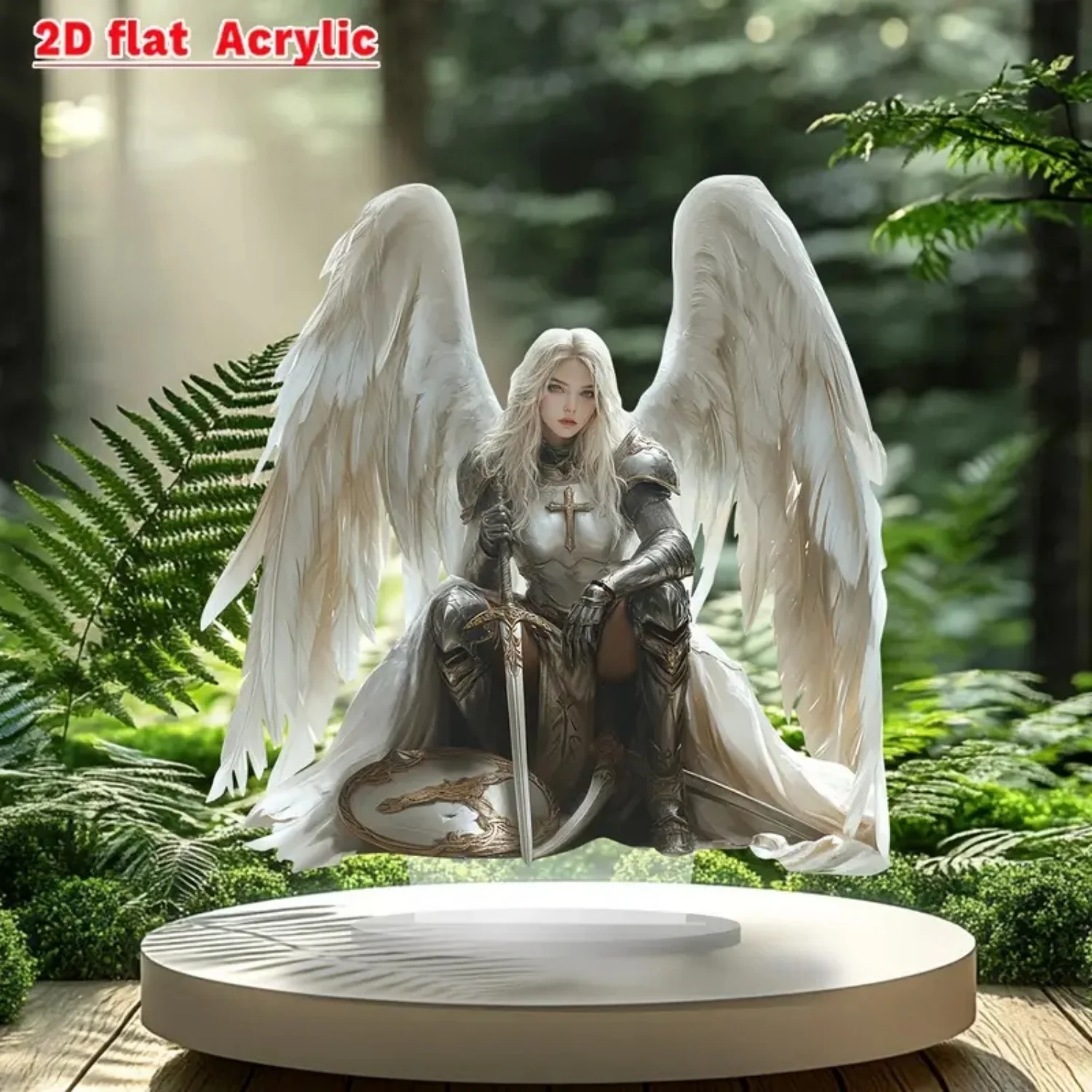 Archangel Michael Figurine,fighting Angel Sculpture,2D Flat Acrylic Statue,Home,Office,Cafe,room,Studio,Table Ornament Decor