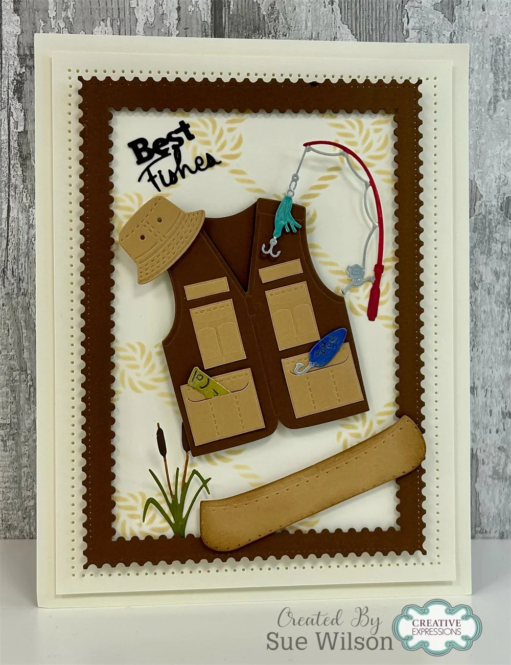 แม่พิมพ์ตัดโลหะรูปปลา Best Fishes Gone Fishing สำหรับงาน DIY ทำสมุดภาพ การ์ด และงานฝีมือ