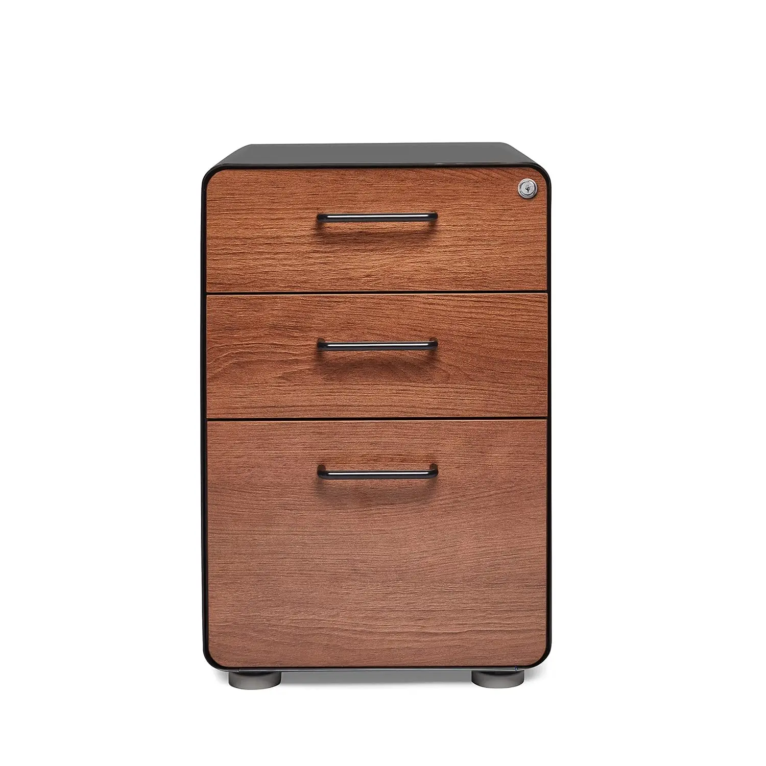 #3-Drawer Steel File Cabinet 2 Utility & 1 File Drawer Black Walnut Powder-Coated Office, Customized