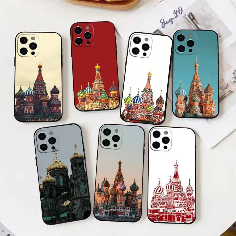 

Russian Castle Phone Case For iPhone17,16,15,14,13,12,11 Plus,Pro Max Soft Black Cover