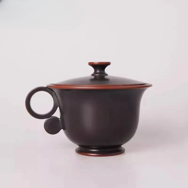 

160ml Nixing Pottery With Hand-held Gaiwan Aesthetic Tea Tureen Bowl With Lid Kit Tea Making Cover Bowl Set Craft Gift