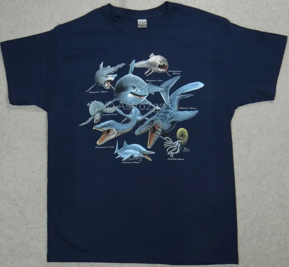 

Футболка Monsters of The Deep - Extinct Aquatic Sea Megalodon Mosasaur, 100% хлопок, с круглым вырезом, летняя повседневная мужская футболка с короткими рукавами
