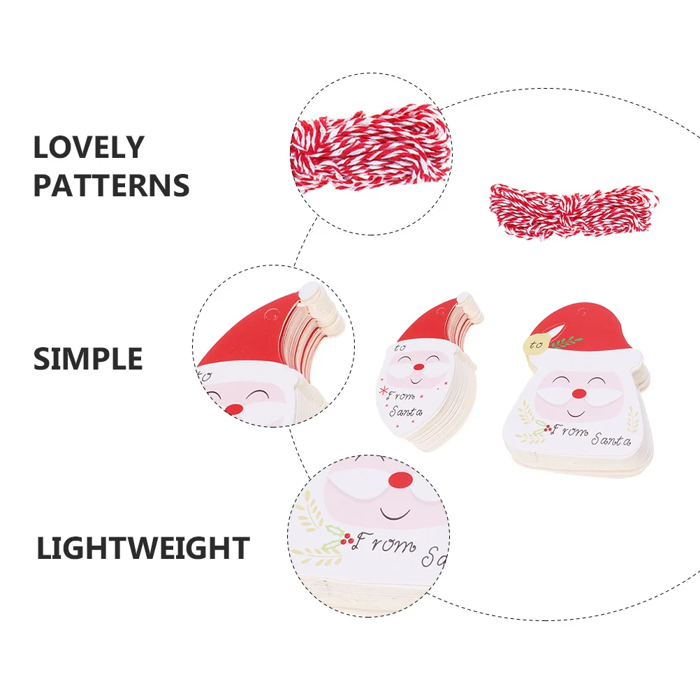 200 Uds. Etiquetas de papel colgantes de Papá Noel de Navidad Kraft etiquetas de regalo de árbol de Navidad ecológicas etiquetas de Festival de Navidad tarjetas colgantes de Papá Noel