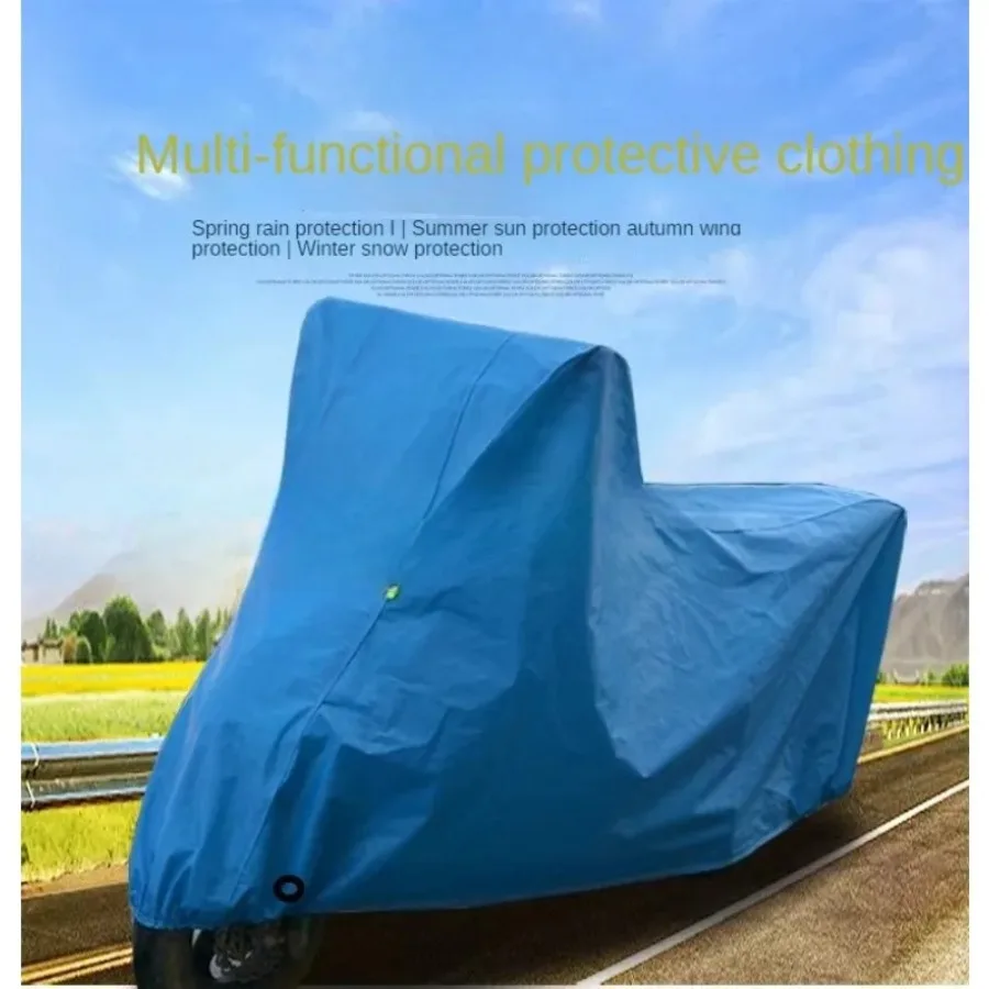 

Universal Motorcycle Rain Cover – Thickened Waterproof, UV-Resistant Sunshade with Mirror Pockets & Windproof Straps