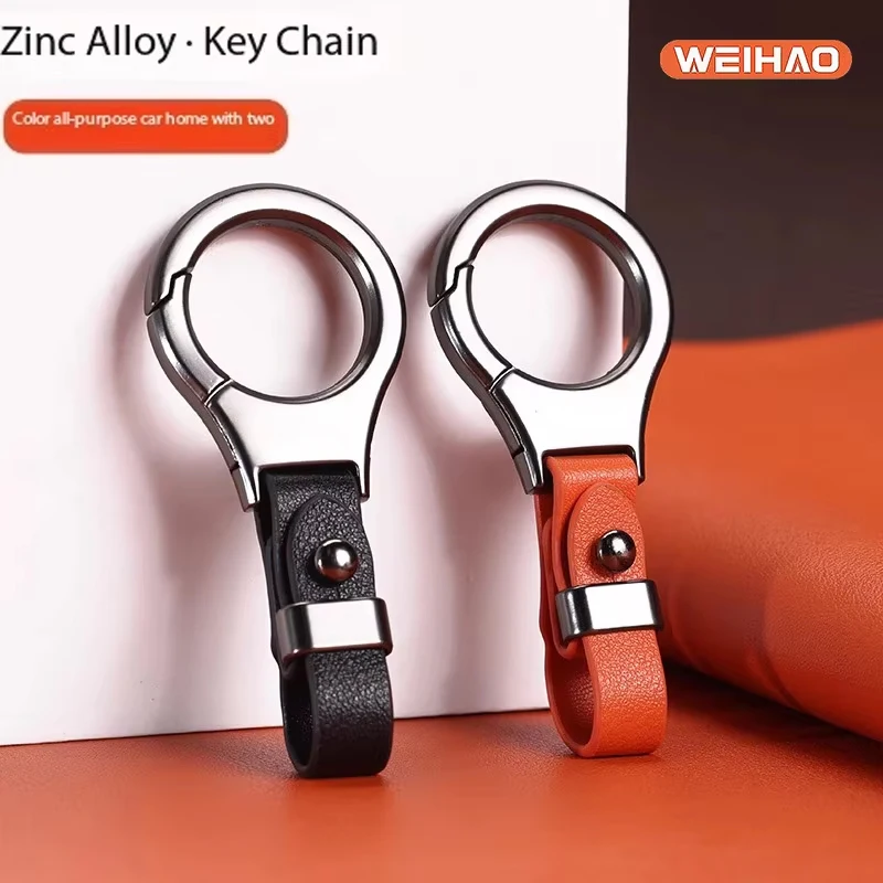 

WEIHAO Popular High Quality Leather High-end Feel Zinc Alloy Key Chains Ring Circle Car Key Chains Pendant