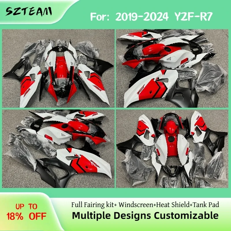 For YAMAHA R7 2019-2024 Red White Black Fairing Kit YZF R7 19-24 Sportbike Aftermarket Motorcycle Body Panel Fairings