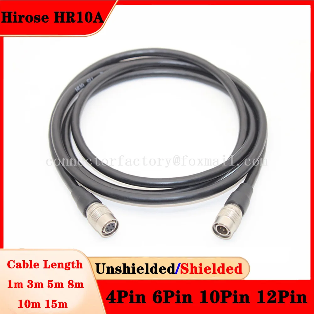 Hirose HR10A-7P-10P 4P 6S 10 12Pin Male to Female Plug Machine Vision Camera Analog Cable, Robotic Coupler CCD Camera Lens Cable