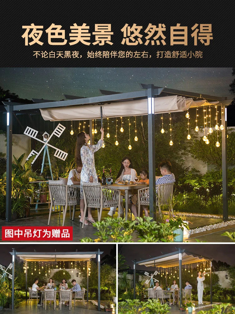 Outdoor courtyard grape trellis awning Outdoor aluminum climbing garden awning villa parking garage