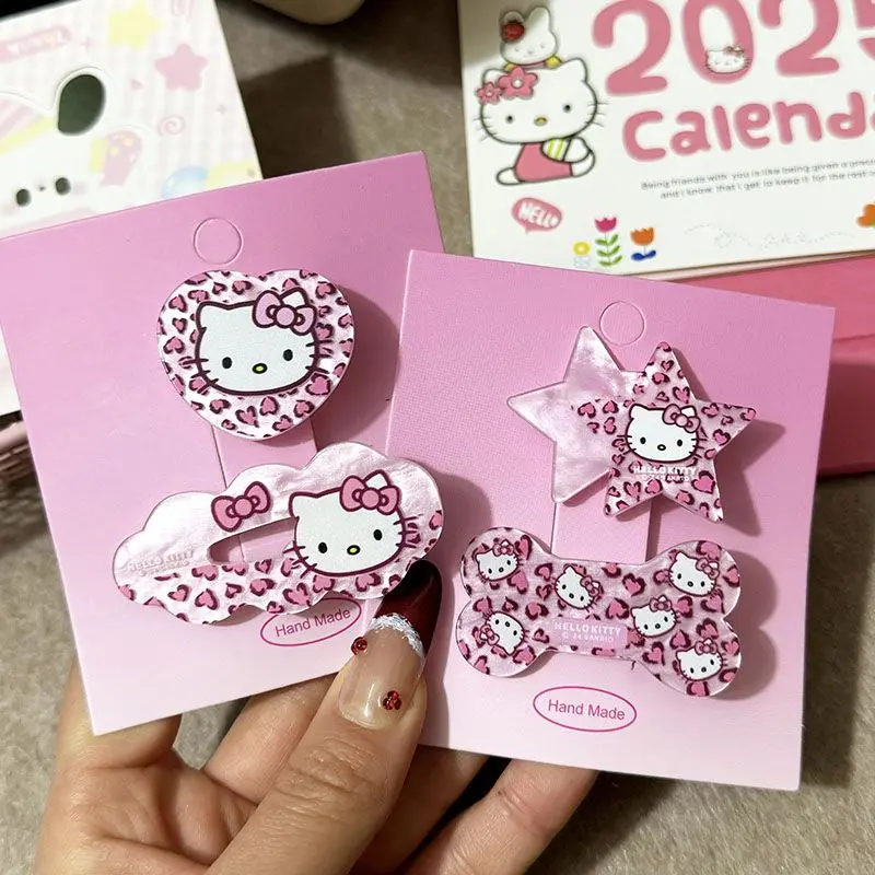 

Sanrio HelloKitty Kawaii заколка для волос милый леопардовый узор серии аниме девушка головные уборы украшения заколка для волос девушки праздник подарок на день рождения