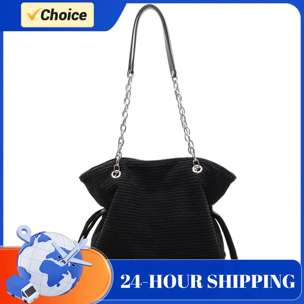 

Women Corduroy Hobo Handbag Drawstring Underarm Purse Large Capacity Solid Color for Travel Shopping Work Dating Daily Use