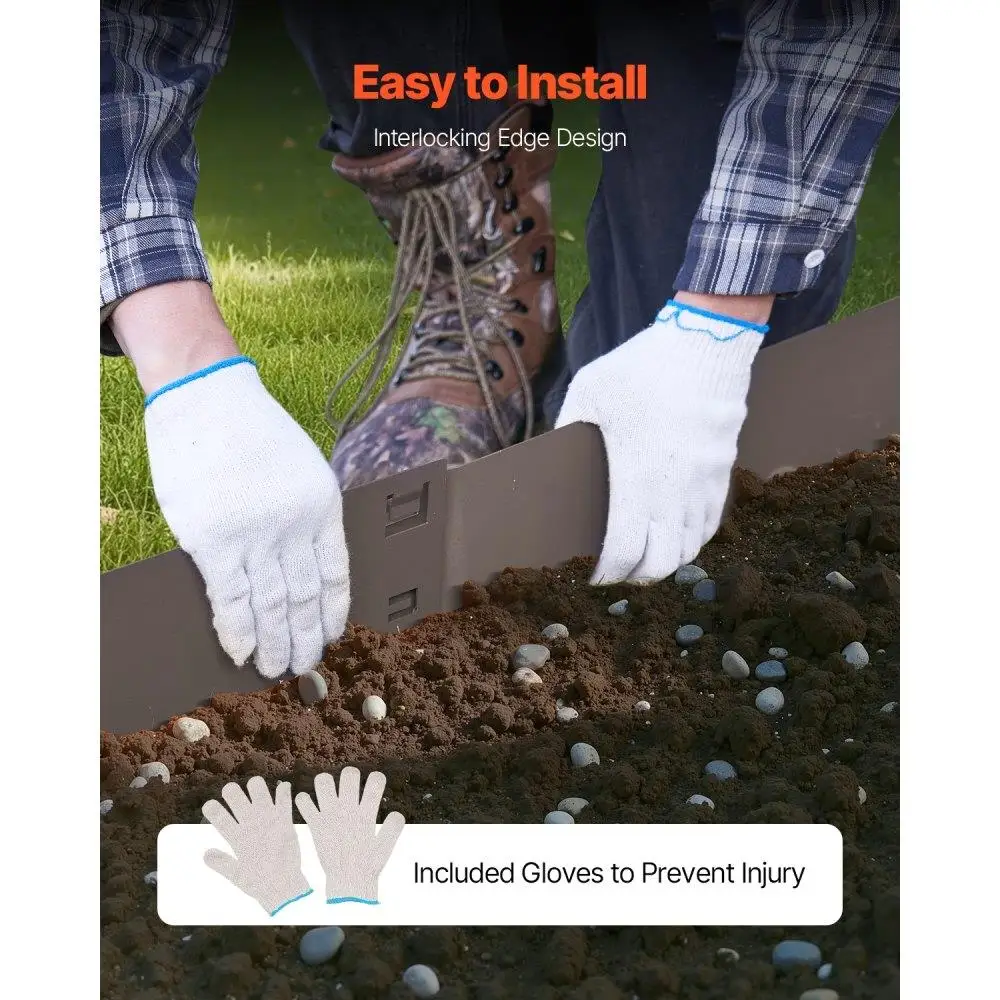 Rustproof Steel Landscape Edging 39x4 Inch Brown Garden Border Pack of 5 Durable Outdoor Design