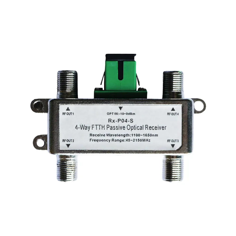 FTTH Optical Receiver 1x4 Optical Splitter 4-Way Passive Optical Receiver 1 Optic to 4 RF Signal Mini CATV Fiber Receiver