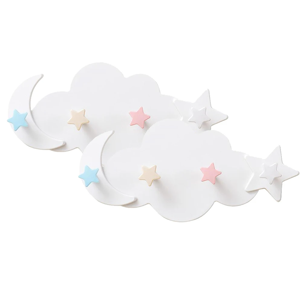 

2 Pcs Cartoon Storage Hook Hooks for Kids Room Hangers Wall Cloud Decor Star Mount Ceramics Coat Cute
