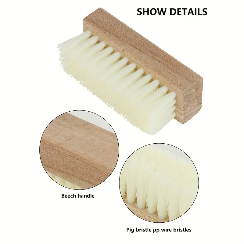 1PC Beech wood small square brush, horse hair, bristle hair, PP silk, ground silk, solid wood shoe brush, cleaning, dust removal