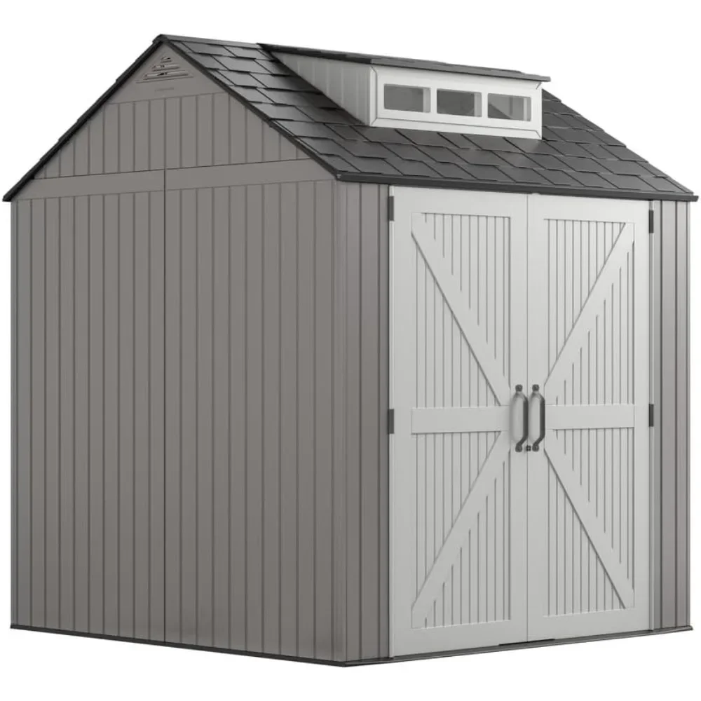 Resin Outdoor Storage Shed with Flooring (7 X 7 Feet), Weather Resistant, for Home Use