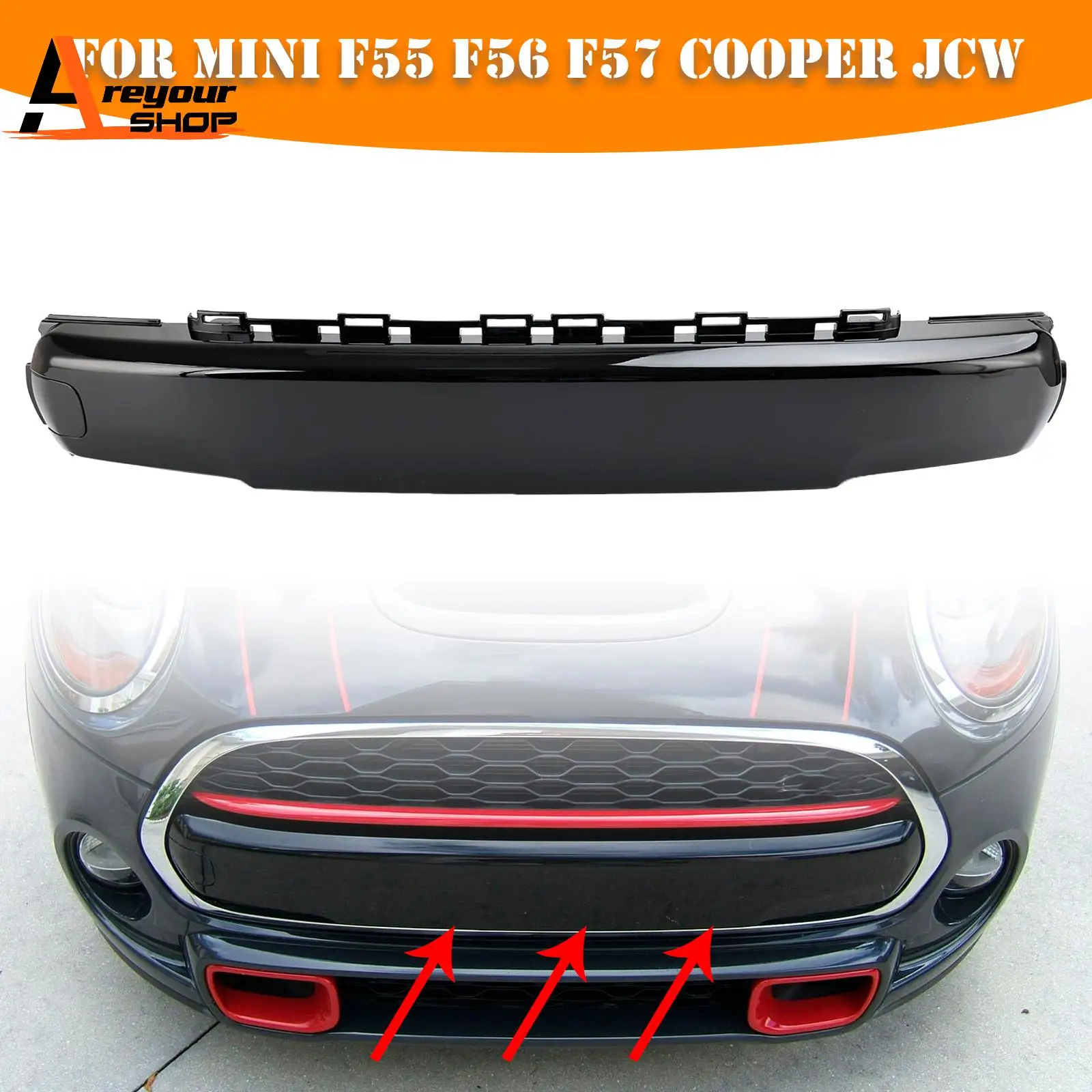 

Front Number Plate Cover Gloss Black for Mini F55 F56 F57 Cooper JCW 51117337791