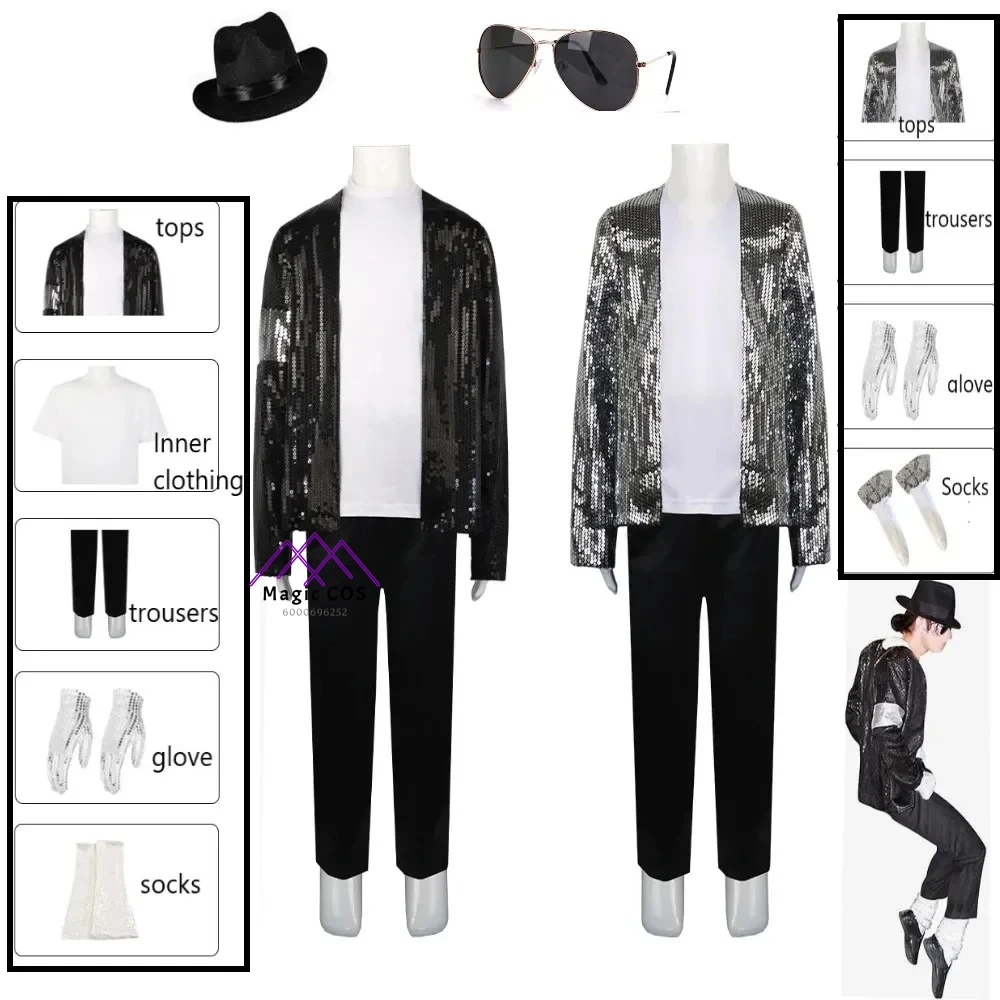 

Michael Jackson Costume Cosplay Dance Star Superstar Singer Roleplay Boys 80s 90s Hip Hop Stage Outfits Halloween Carnival Party
