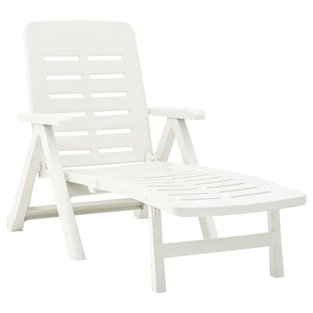 

Weather-Resistant Folding Sun Lounger, Plastic Outdoor Lounger, White, Suitable, with Adjustable, Customized