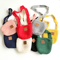 Bolso para niños a la moda para mujer, bandolera de estilo occidental, bolso decorativo de punto, bolsa de dinero de bolsillo para niños y niñas, un solo debe