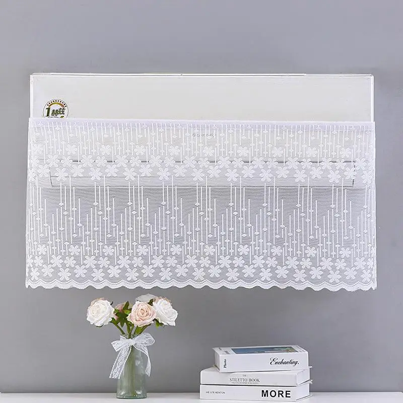 1PC pizzo ricamo fiore tenda antivento antipolvere copertura appesa per condizionatore d'aria anti vento diretto decorazione della finestra della camera da letto